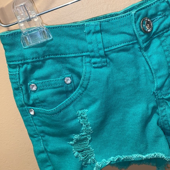 SWS Distressed Trim Teal Shorts - Picture 3 of 4